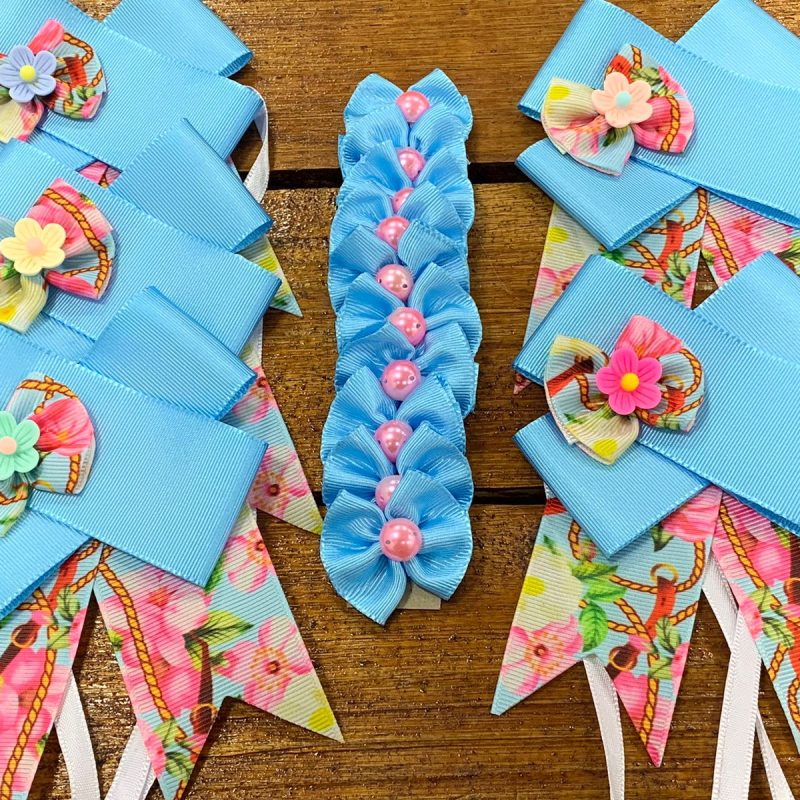 Conjunto Primavera Blue Com 05 Gargantilhas e 10 Laços