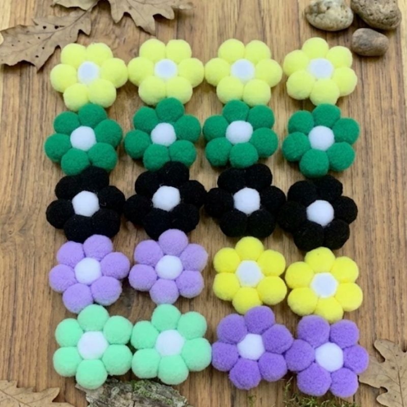 10 Laços Flores Pom Pom Grandes