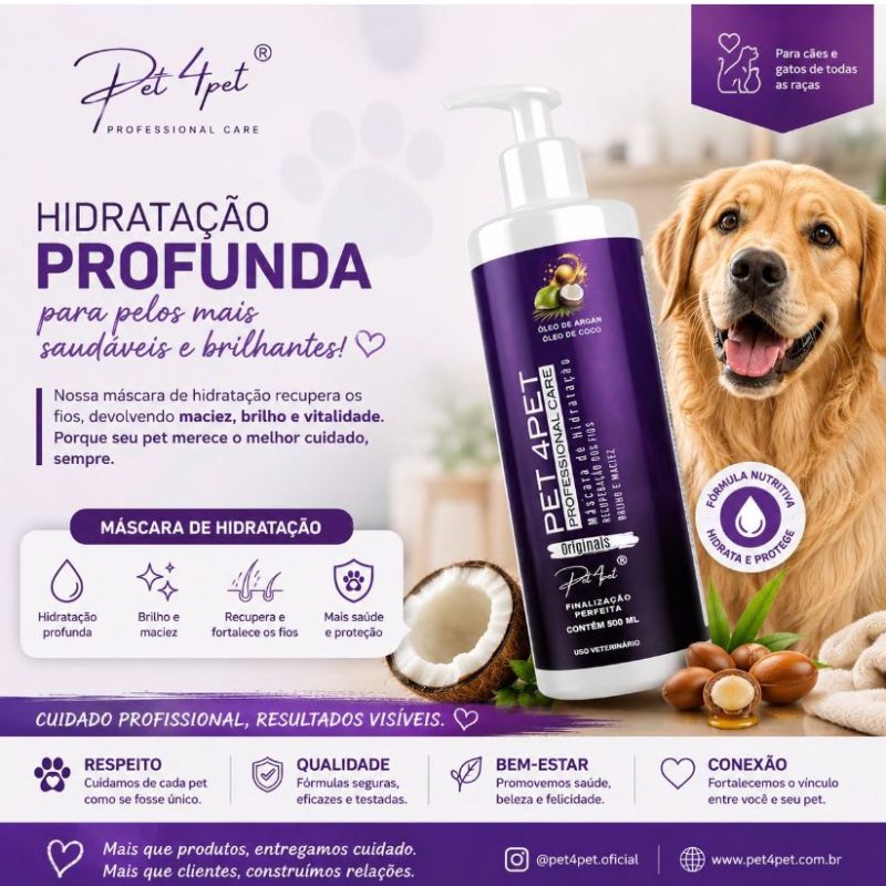 01 Máscara De Hidratação 500ml (Pet4Pet)