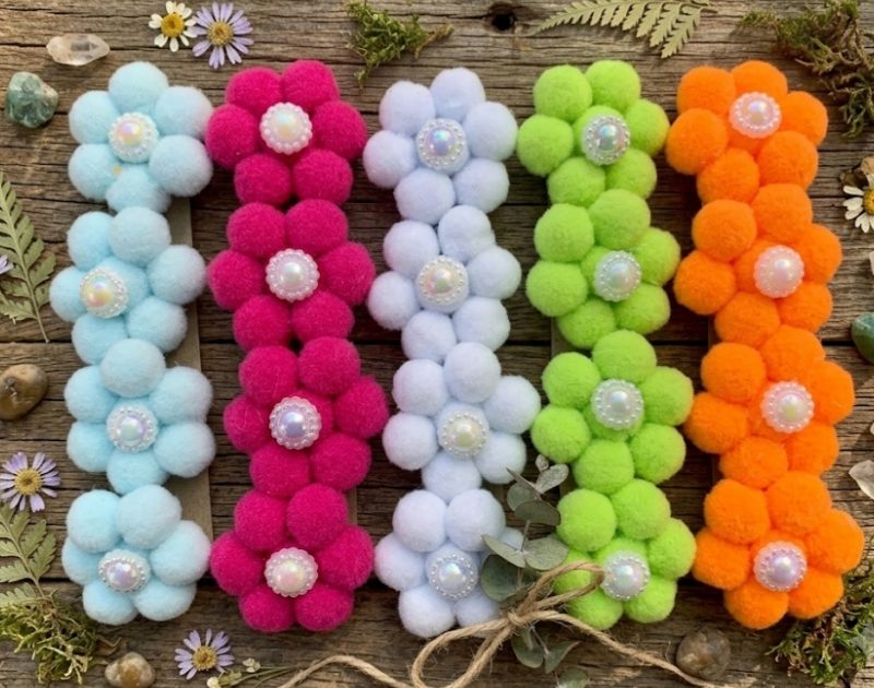 20 Laços Topete Florezinhas De Pompom