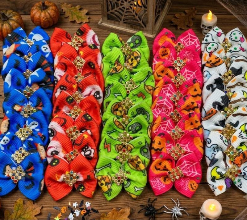 40 Laços Médios Estampados - Halloween